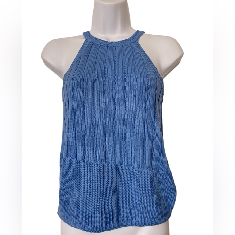 NWT Mystery Blue Knit Halter Top Size Small